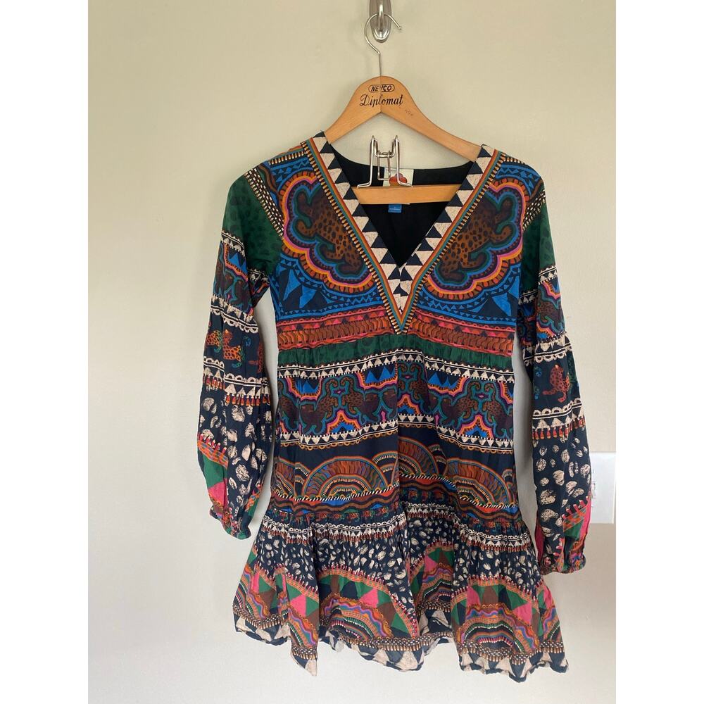 FARM Rio V-Neck Printed Tunic Dress Size Small